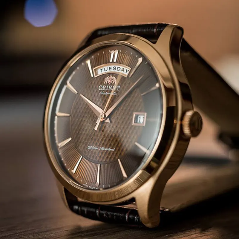 Orient Classic Day Date Brown Dial Automatic Men's Watch- FEV0V002TH